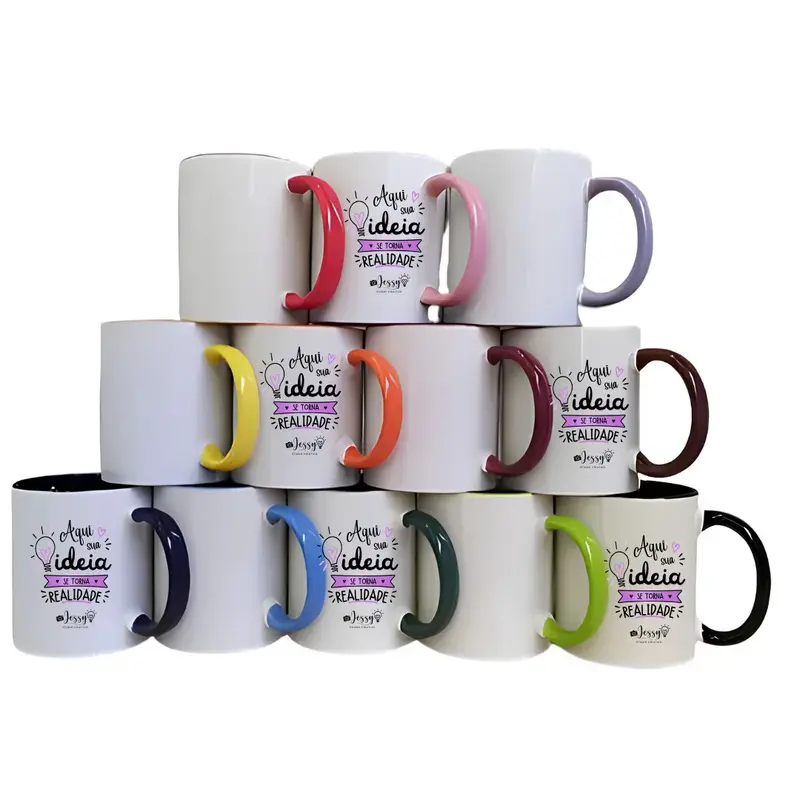Caneca Alça Colorida Personalizada 325 ml