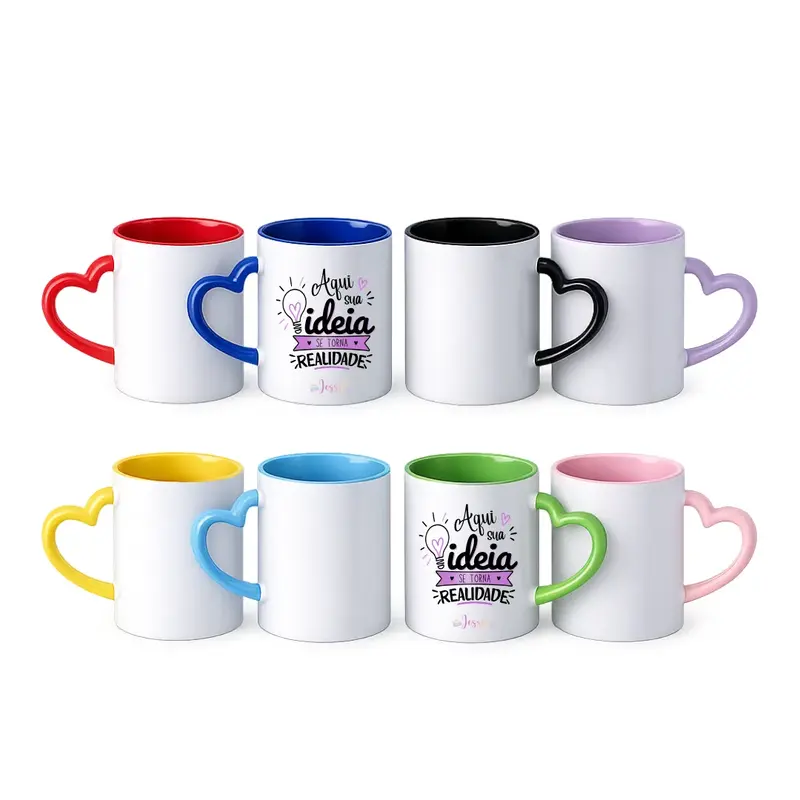 Caneca de Cerâmica com Alça Coração Personalizada 325 ml